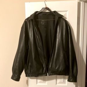 Men’s black leather jacket
